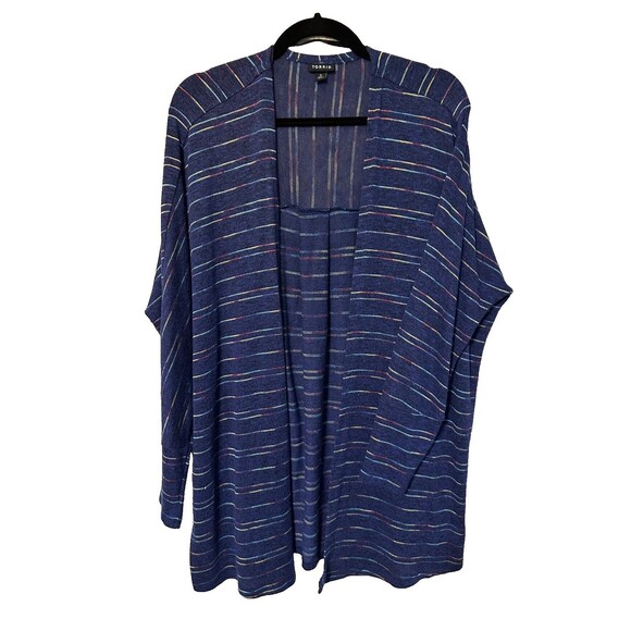 Torrid Women’s Dolman Open Front Blue Striped Cardigan‎ Sweater,Size 0/12 - Picture 6 of 11